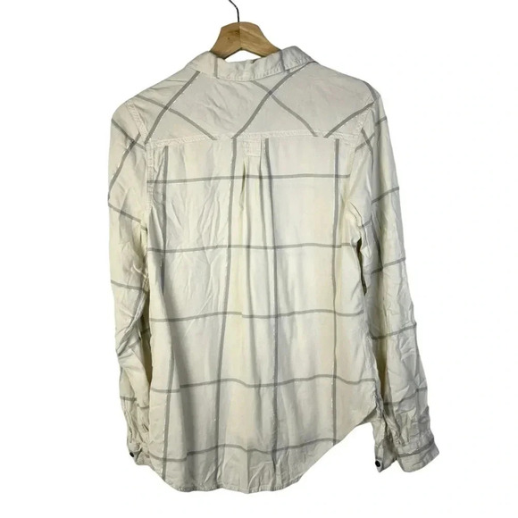 Maurices Ivory White Gray Square Plaid Long Sleeve Button Down M - Picture 2 of 3